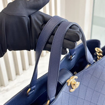 Chanel Caviar Stitched Large Shopping Tote Bag in Blue