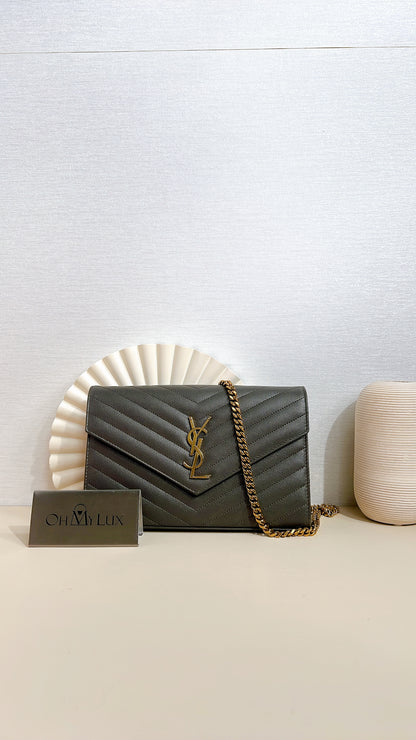 YSL Wallet On Chain in Grey