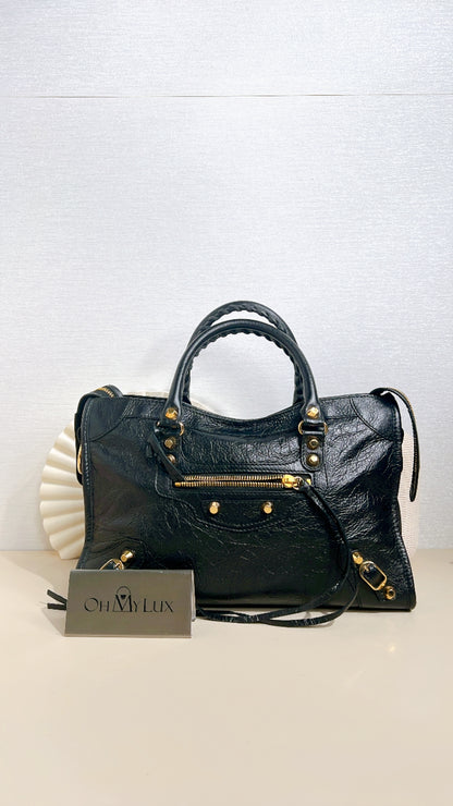 Balenciaga Classic City Small in Black Goatskin