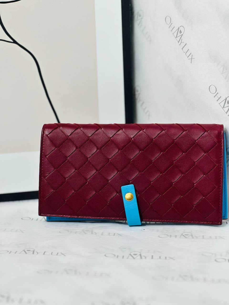 Bottega Veneta Intrecciato Leather Wallet in Burgundy