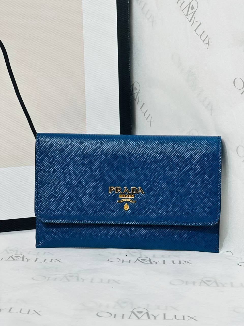Prada Saffiano Cardholder in Blue