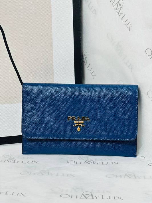 Prada Saffiano Cardholder in Blue
