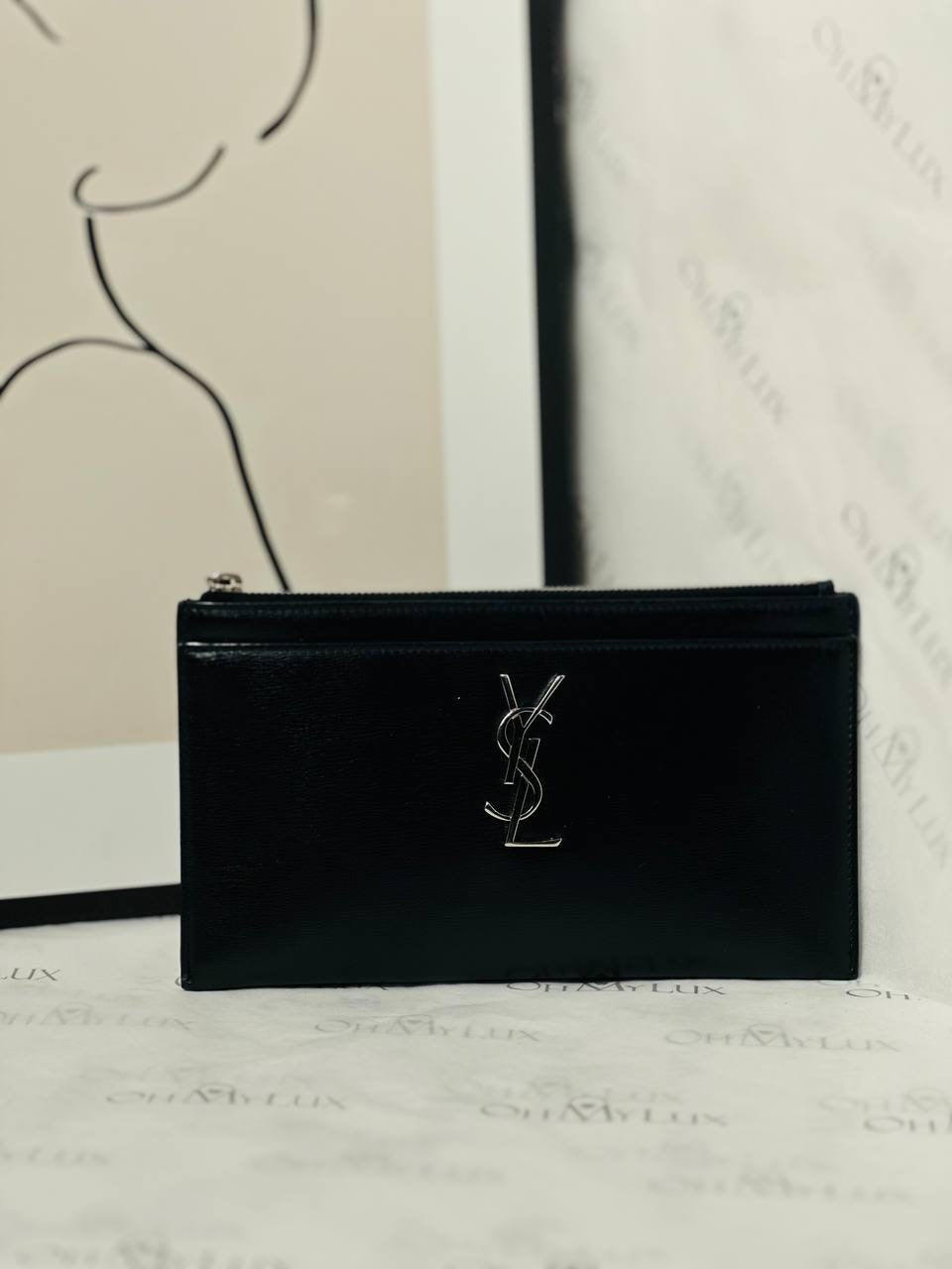 YSL Monogram Bill Pouch in Smooth Calfskin