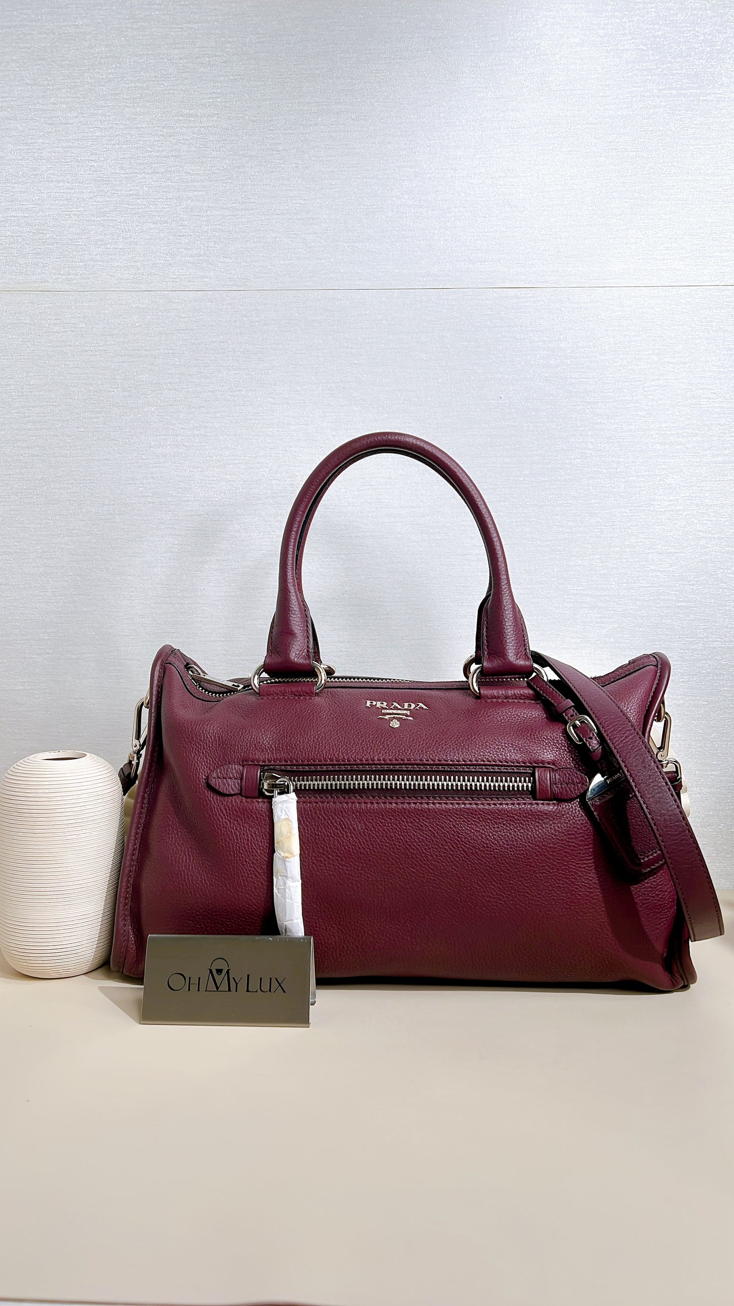 Prada Vitello Phenix Granato in Burgundy