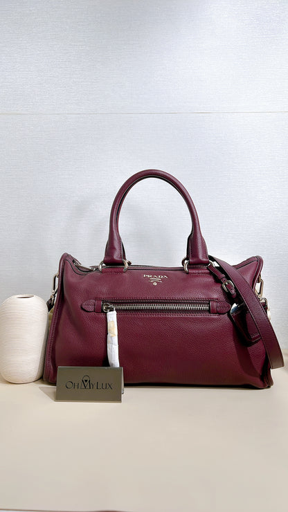 Prada Vitello Phenix Granato in Burgundy