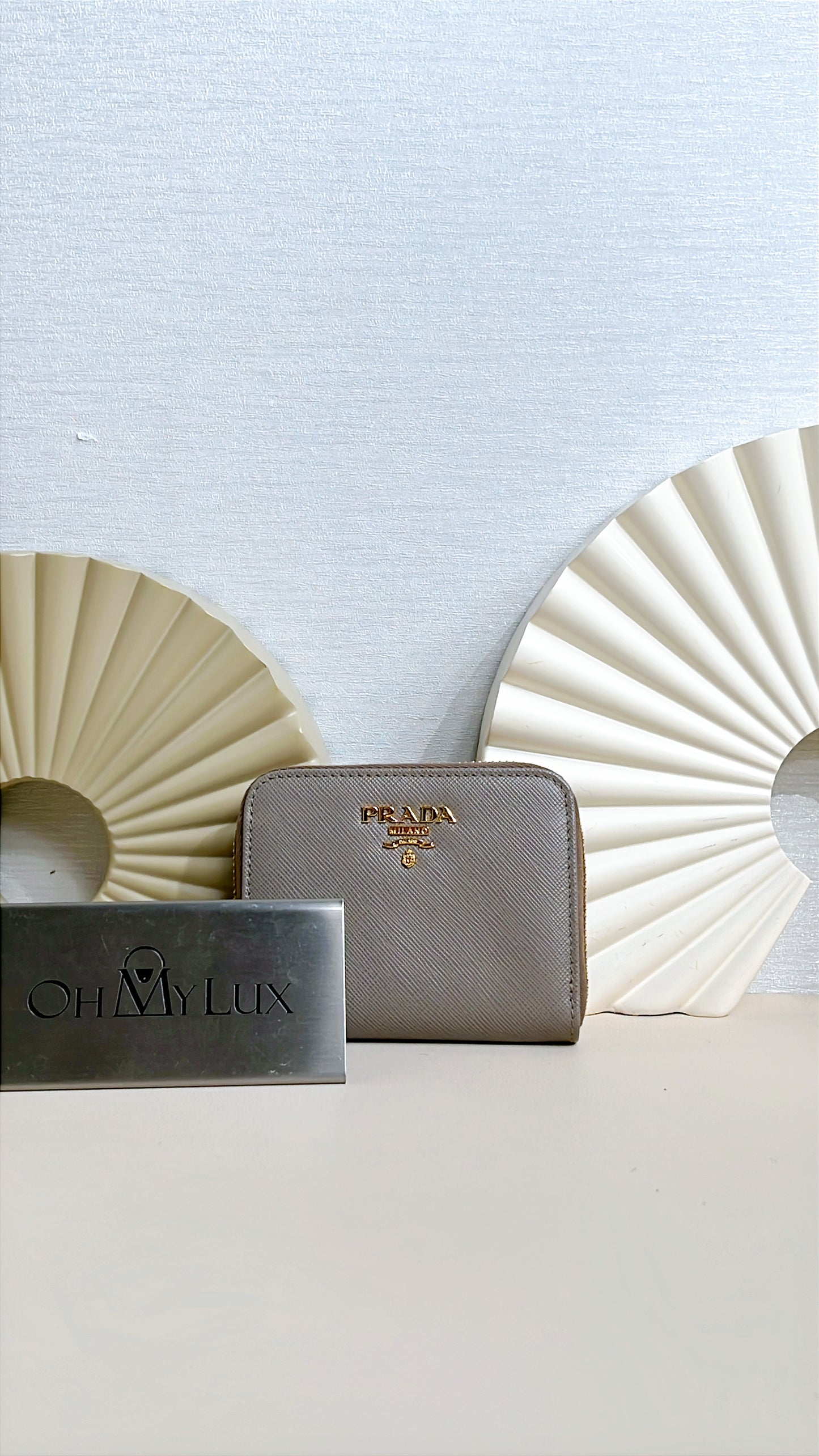 Prada Saffiano Coin Purse in Grey