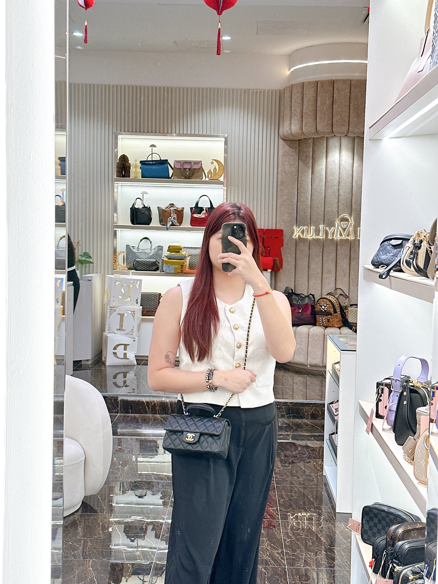 Chanel Mini Flap Top Handle Lambskin