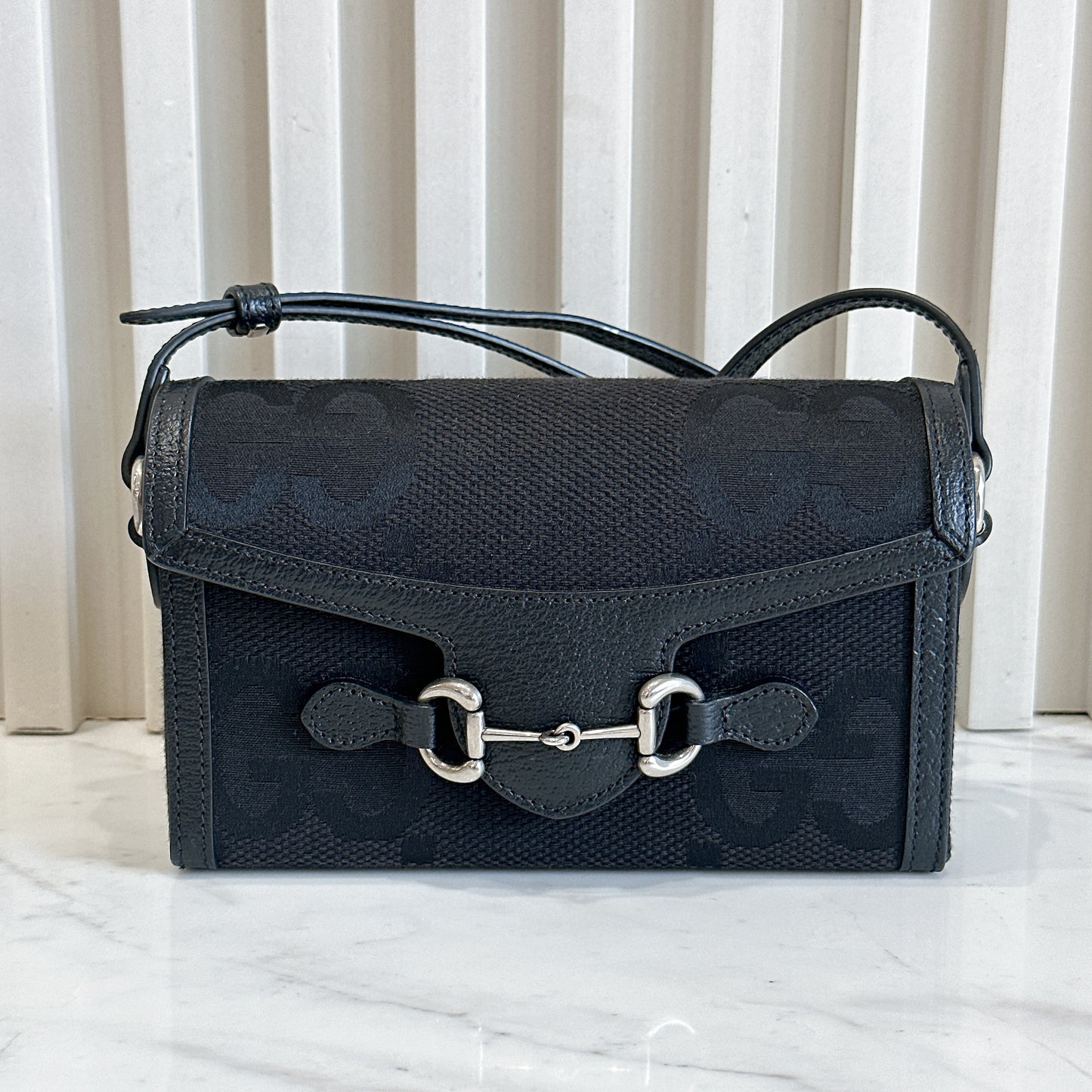 Gucci Mini Horsebit 1955 GG Jumbo in Black