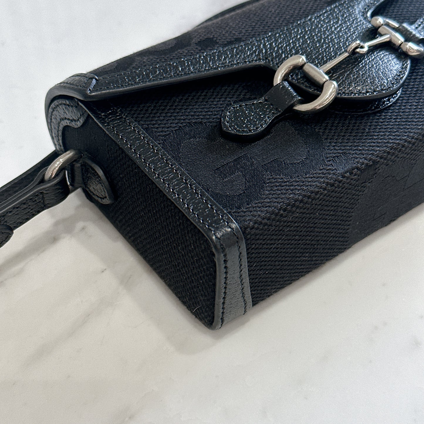 Gucci Mini Horsebit 1955 GG Jumbo in Black