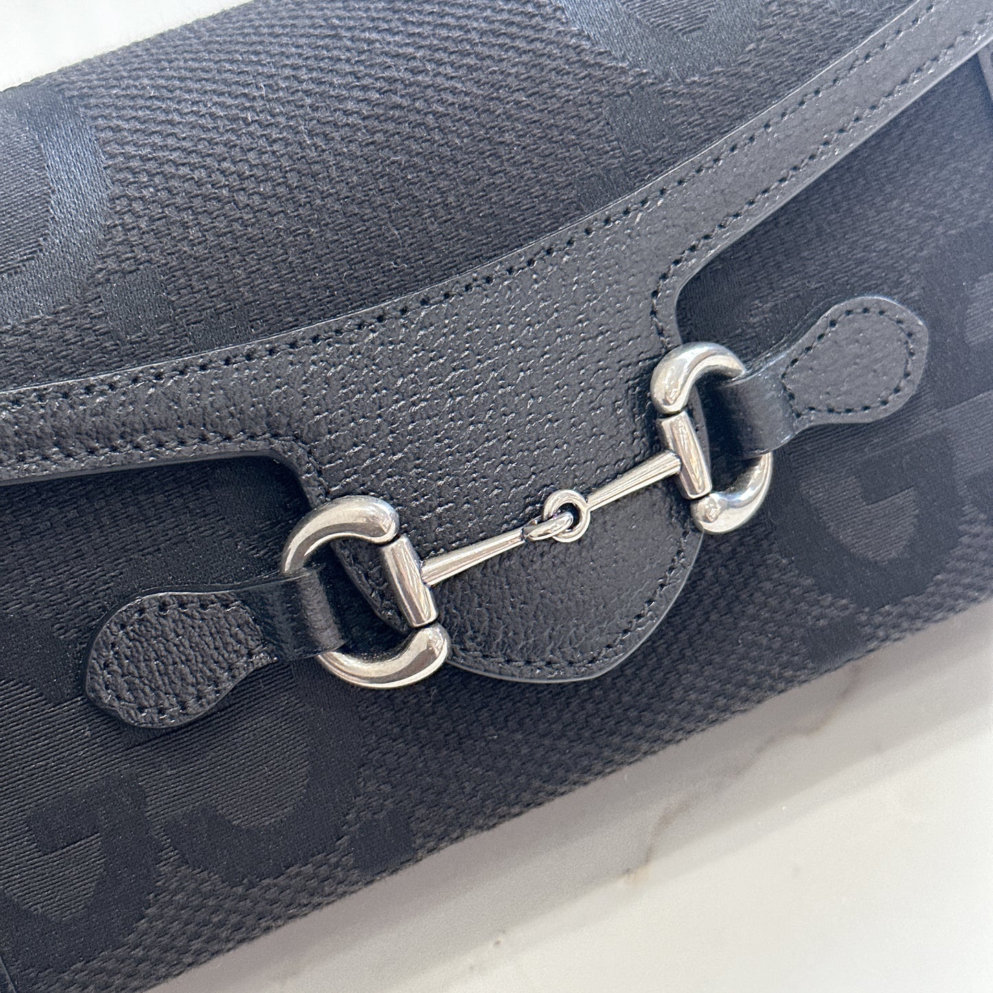 Gucci Mini Horsebit 1955 GG Jumbo in Black