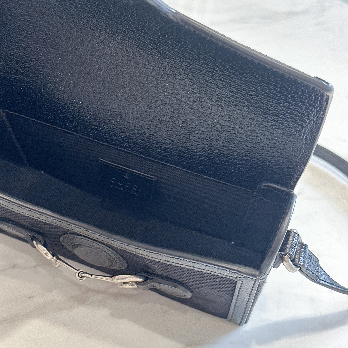 Gucci Mini Horsebit 1955 GG Jumbo in Black