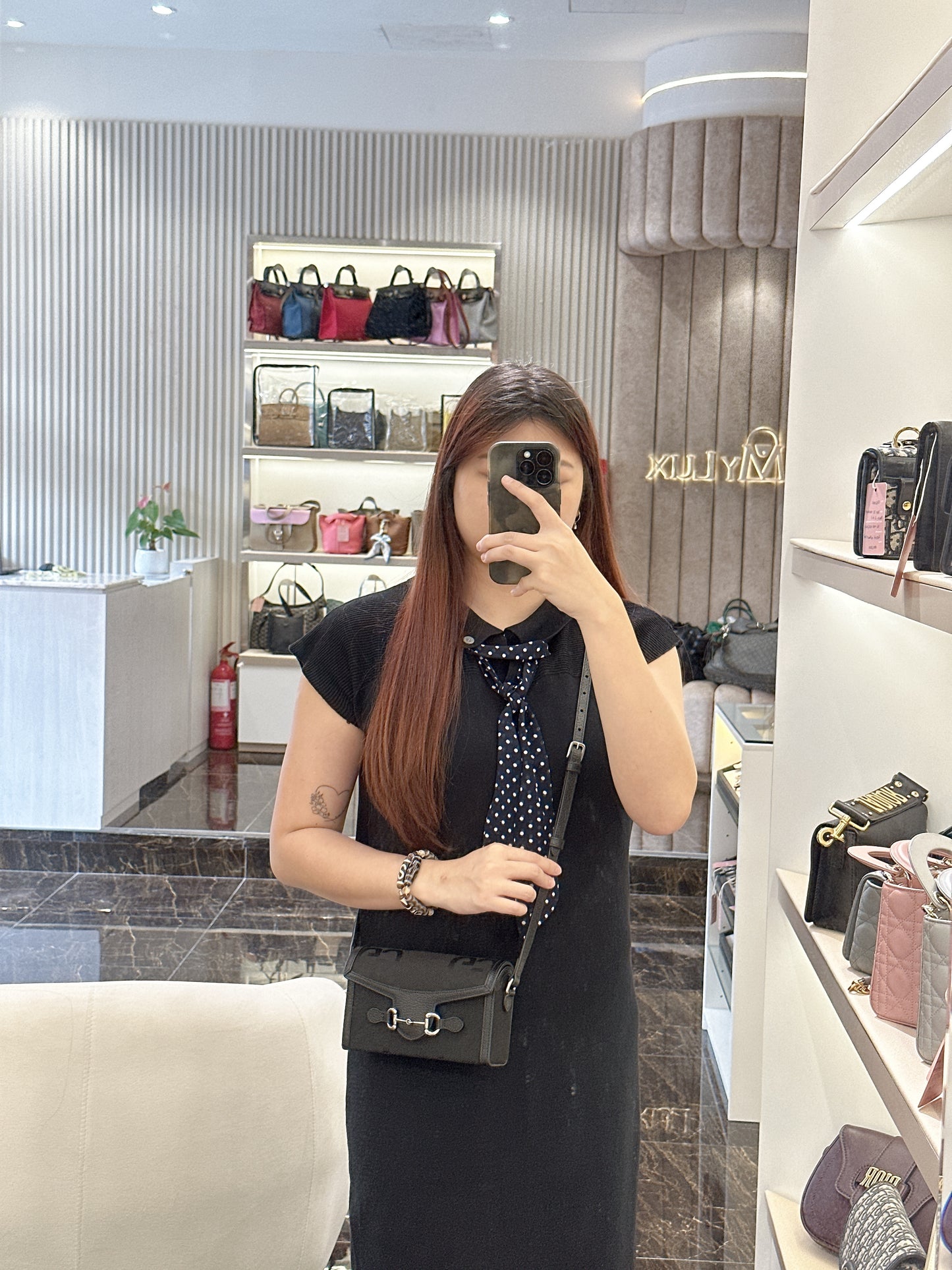 Gucci Mini Horsebit 1955 GG Jumbo in Black