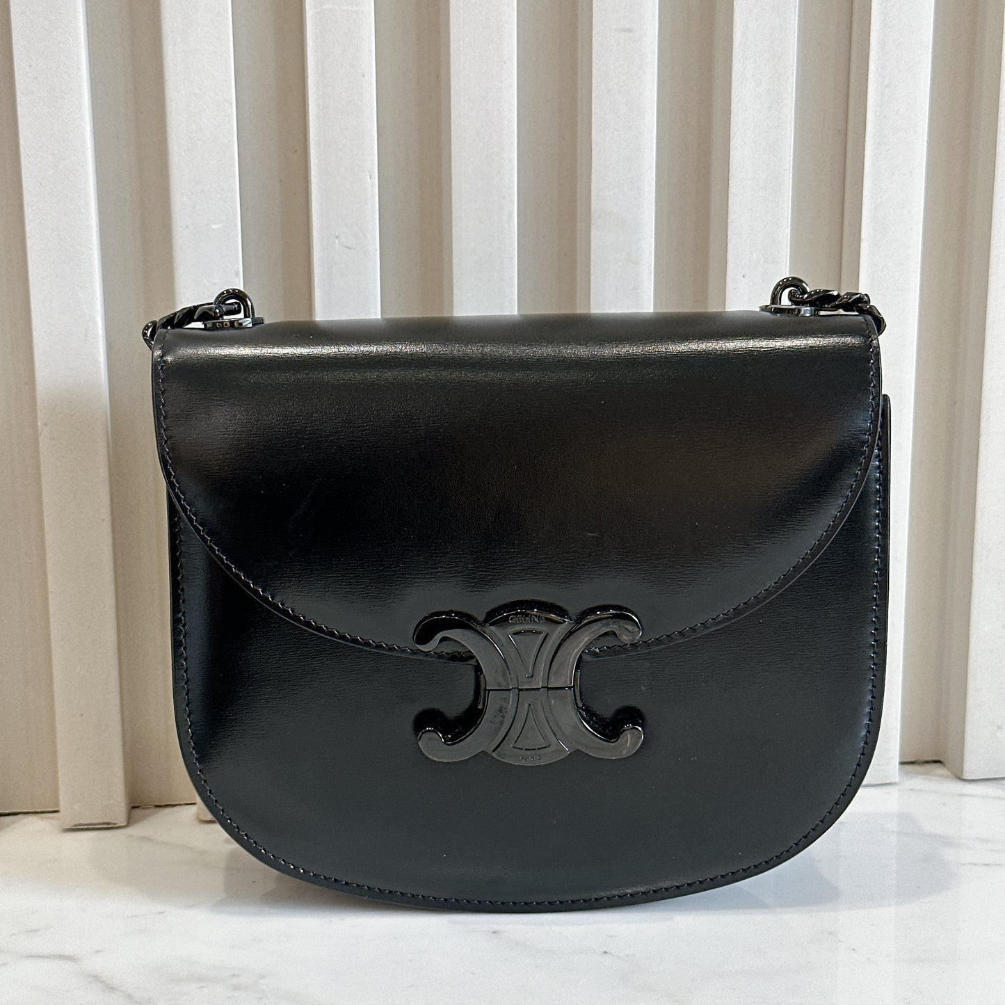 Celine Teen Becase Chain Bag in Black
