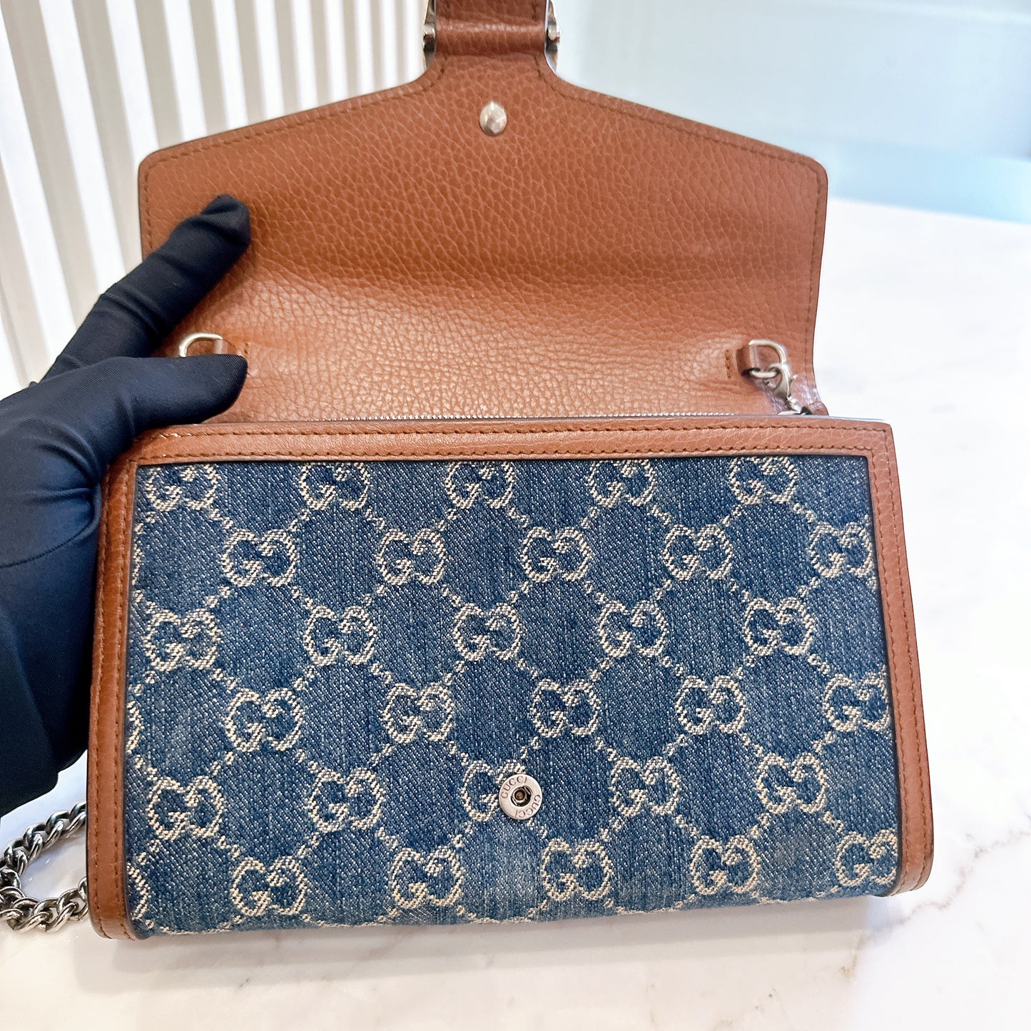 Gucci Dionysus Wallet On Chain in Denim