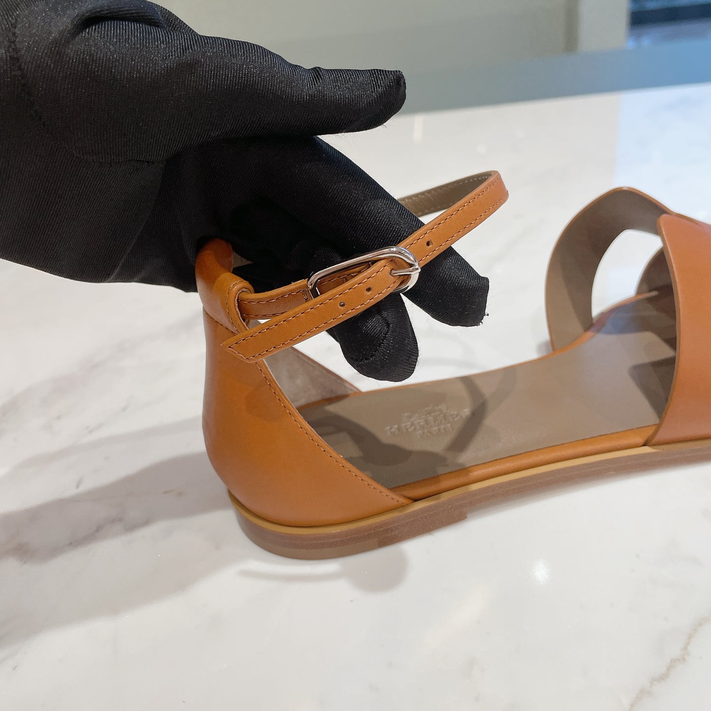 Hermes Santorini Sandal In Brown