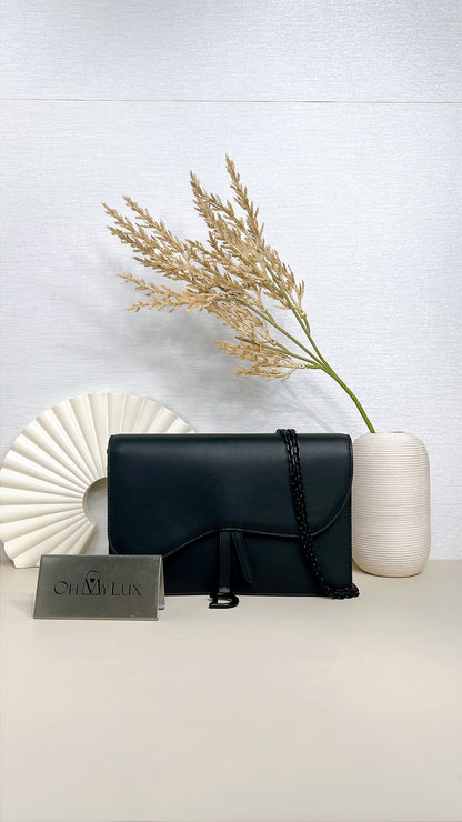 Dior Saddle Pouch in Black Calfskin