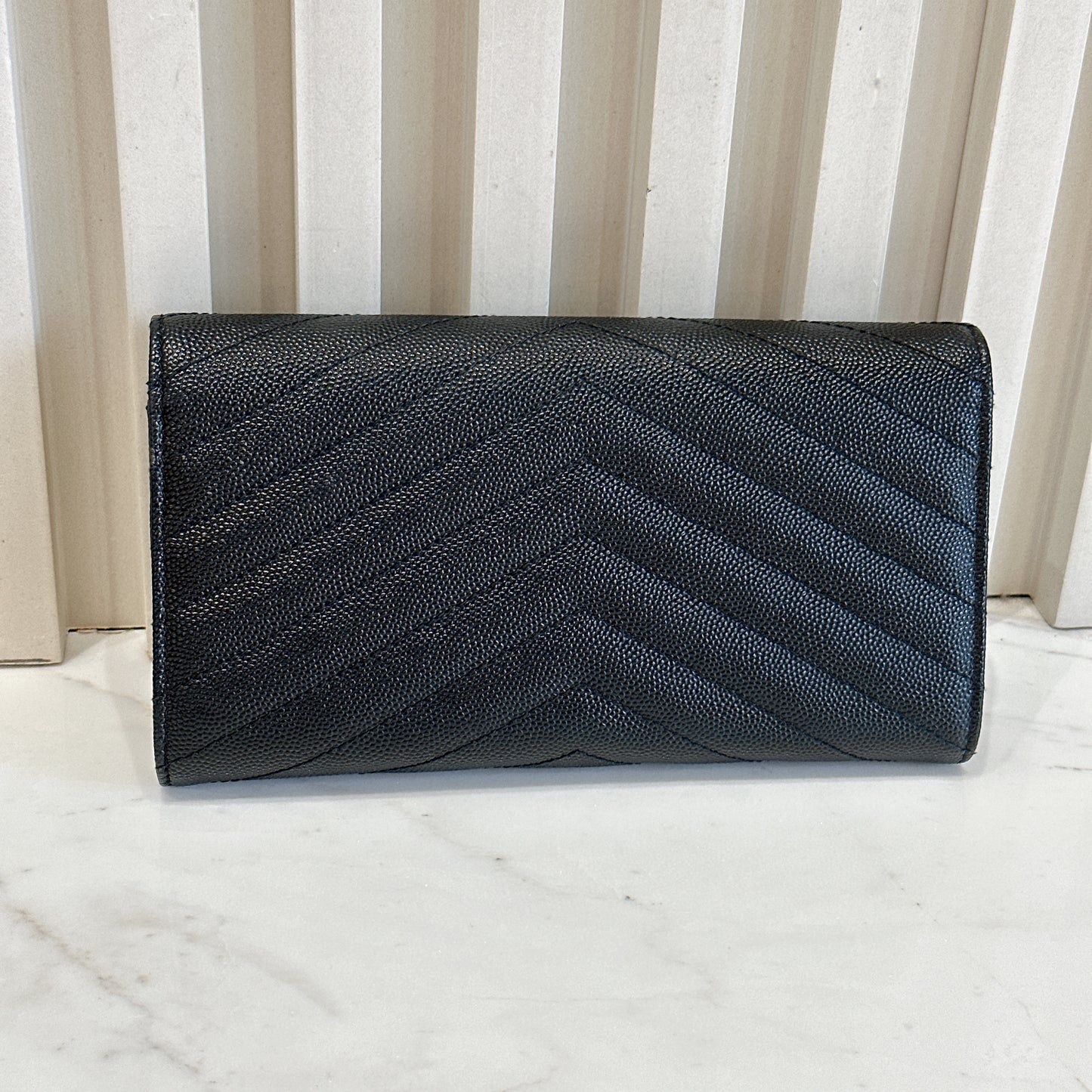 YSL Cassandra Flap Wallet in Black GHW