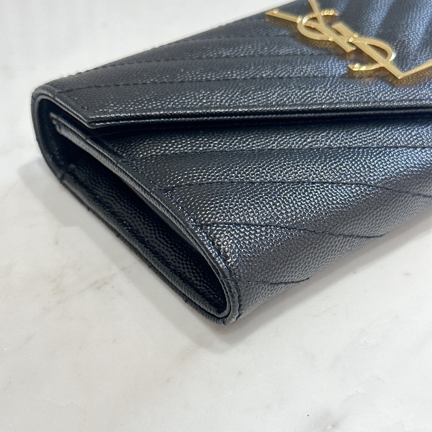 YSL Cassandra Flap Wallet in Black GHW