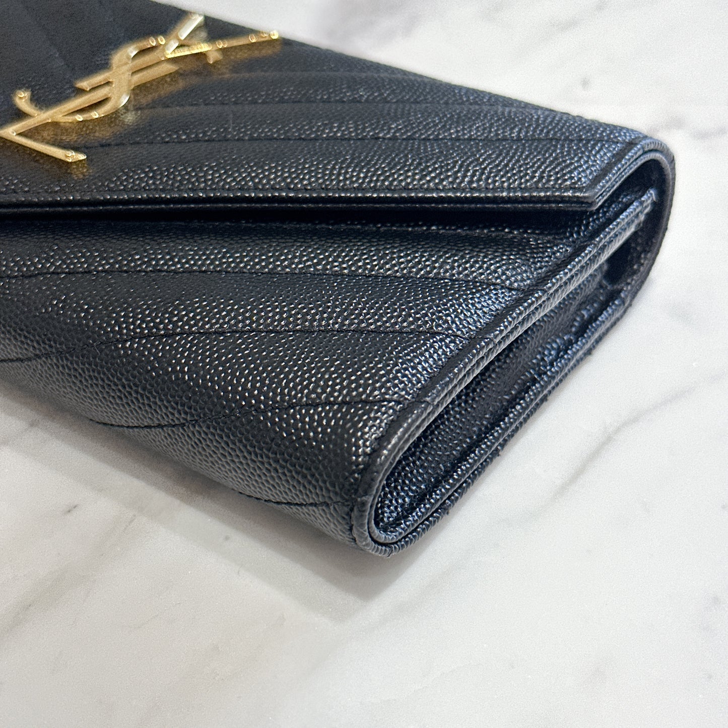 YSL Cassandra Flap Wallet in Black GHW
