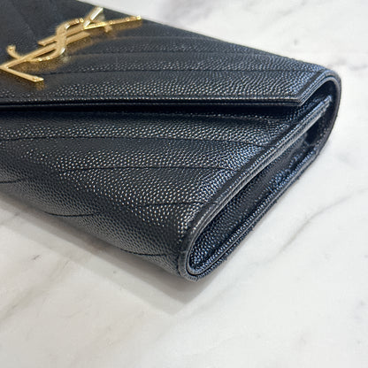 YSL Cassandra Flap Wallet in Black GHW
