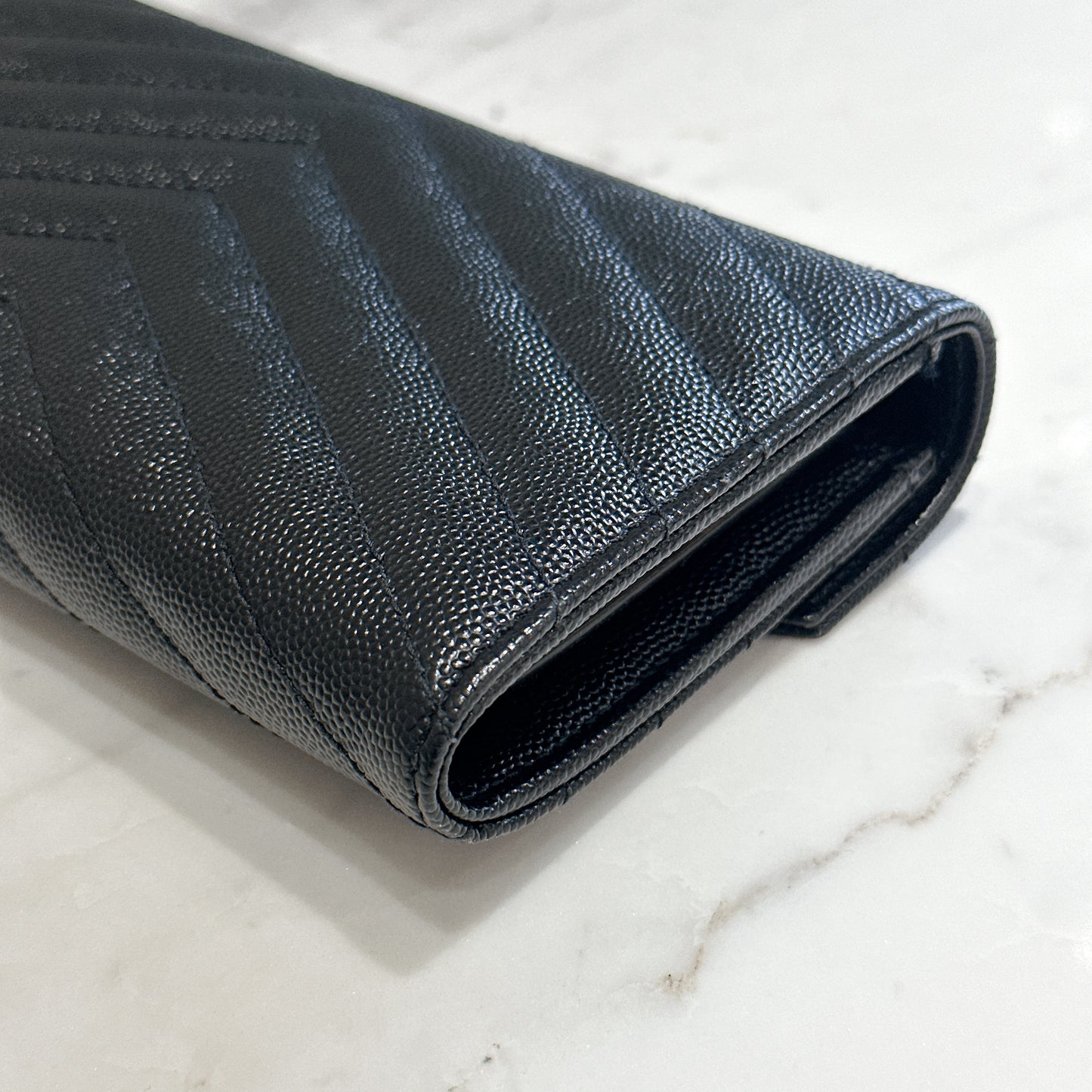 YSL Cassandra Flap Wallet in Black GHW