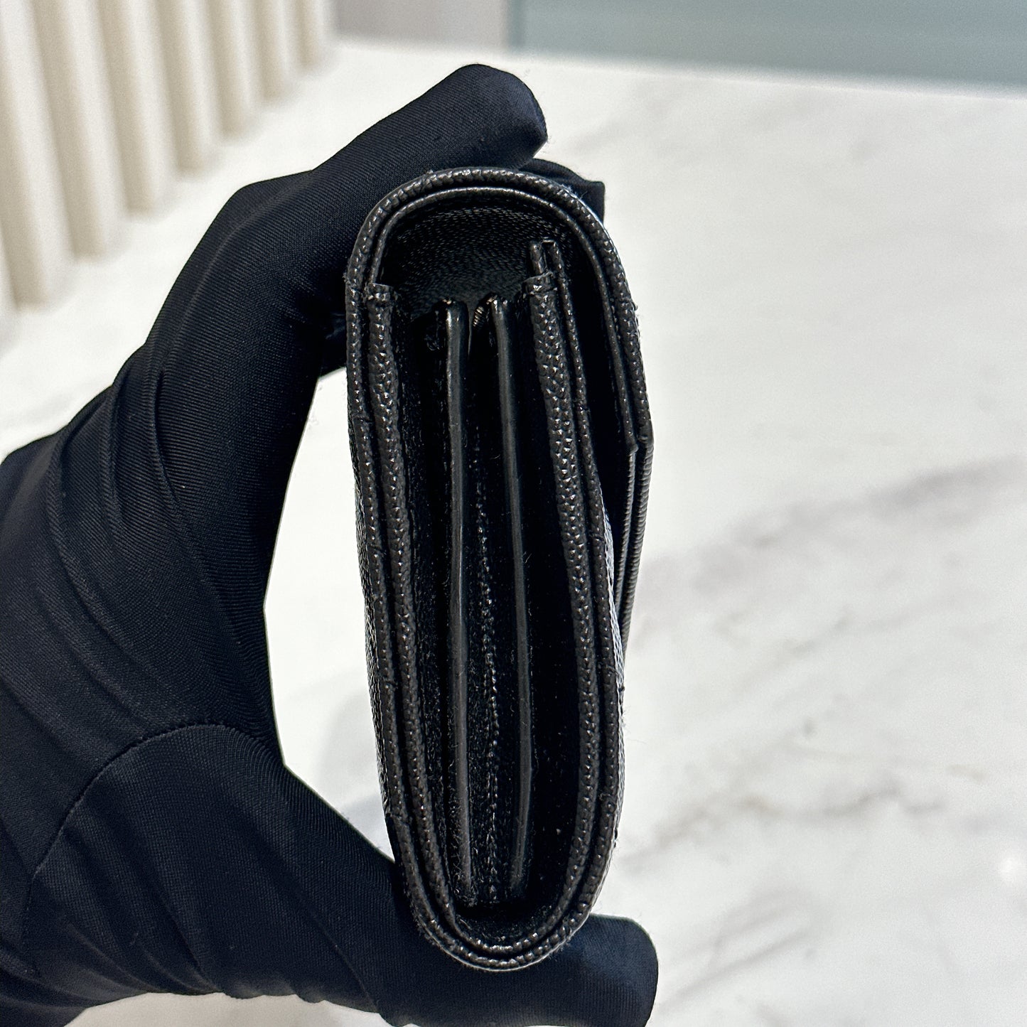 YSL Cassandra Flap Wallet in Black GHW