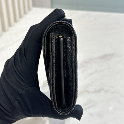 YSL Cassandra Flap Wallet in Black GHW