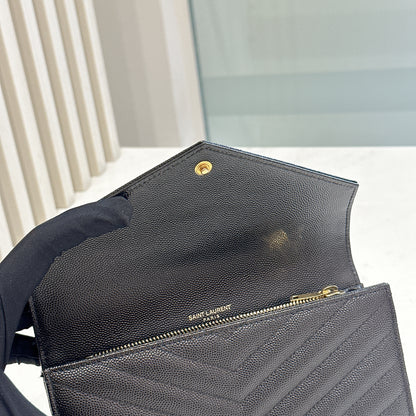 YSL Cassandra Flap Wallet in Black GHW