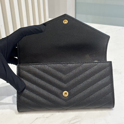 YSL Cassandra Flap Wallet in Black GHW