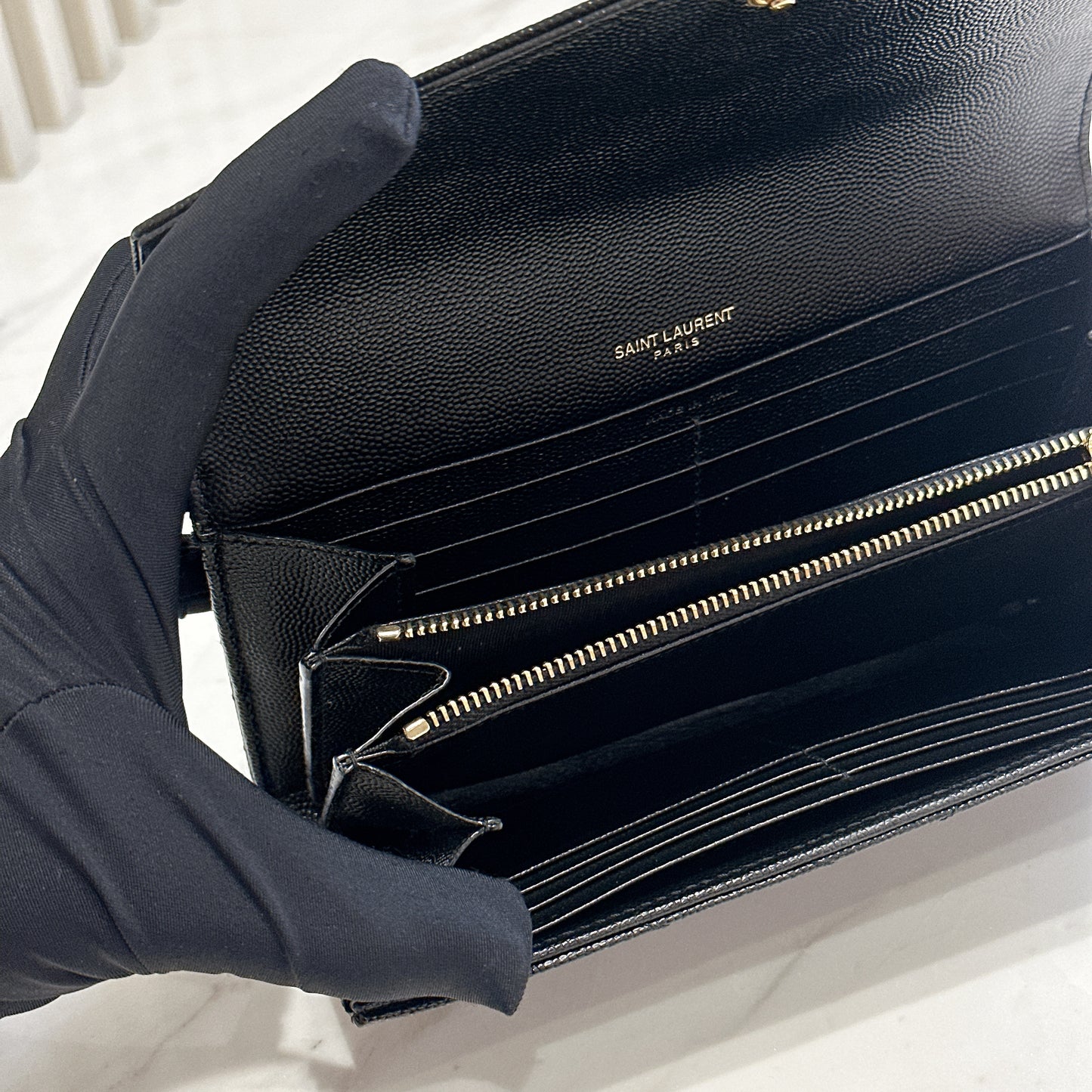 YSL Cassandra Flap Wallet in Black GHW