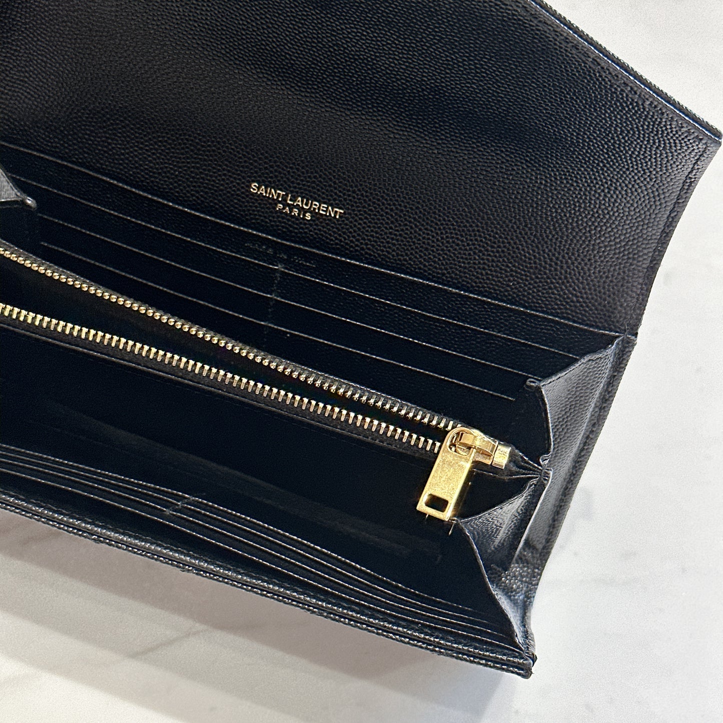 YSL Cassandra Flap Wallet in Black GHW