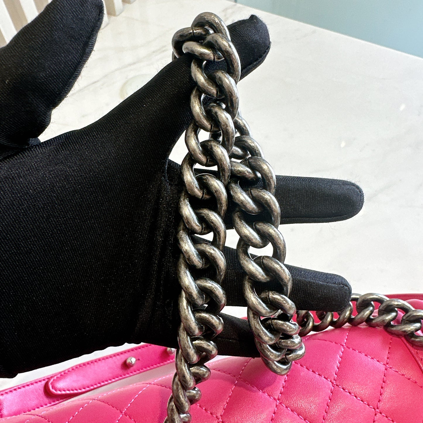 Chanel Boy New Medium Lambskin in Pink SHW