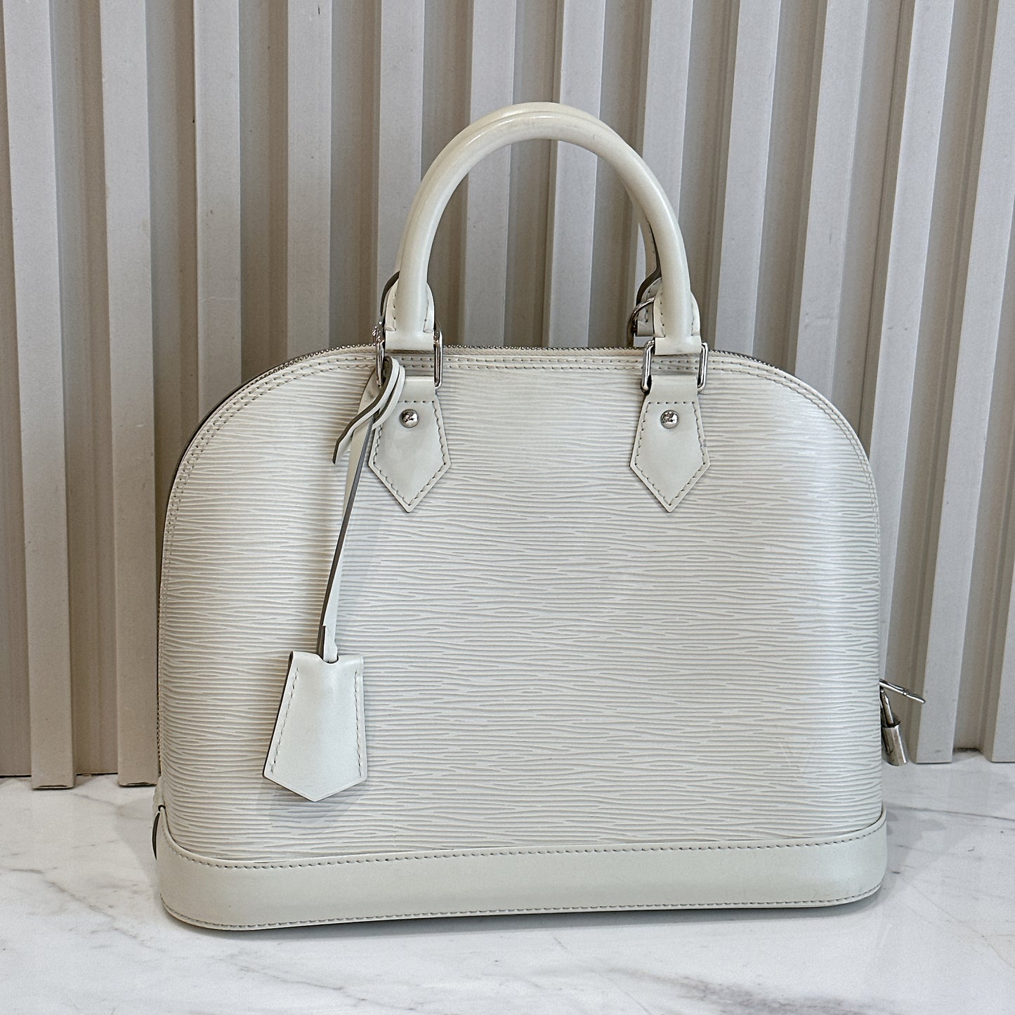 LV Epi Leather Alma PM in White