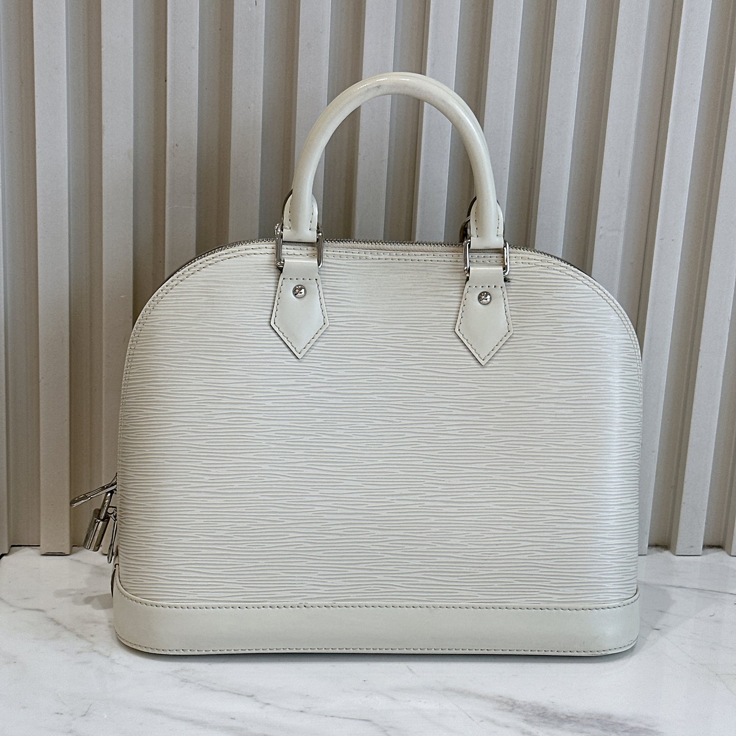 LV Epi Leather Alma PM in White