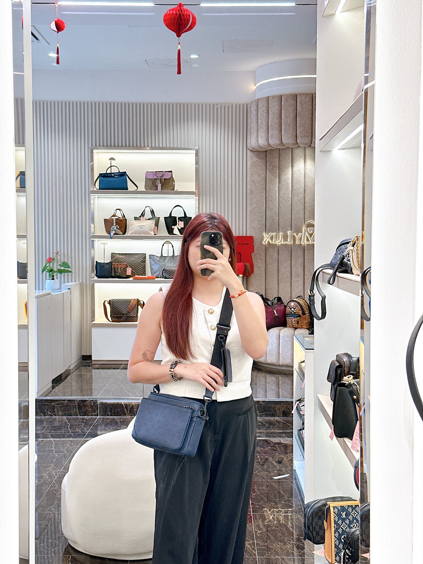 LV Trio Messenger in Navy Blue