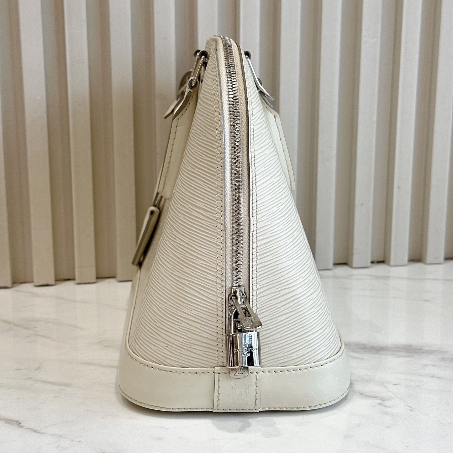 LV Epi Leather Alma PM in White