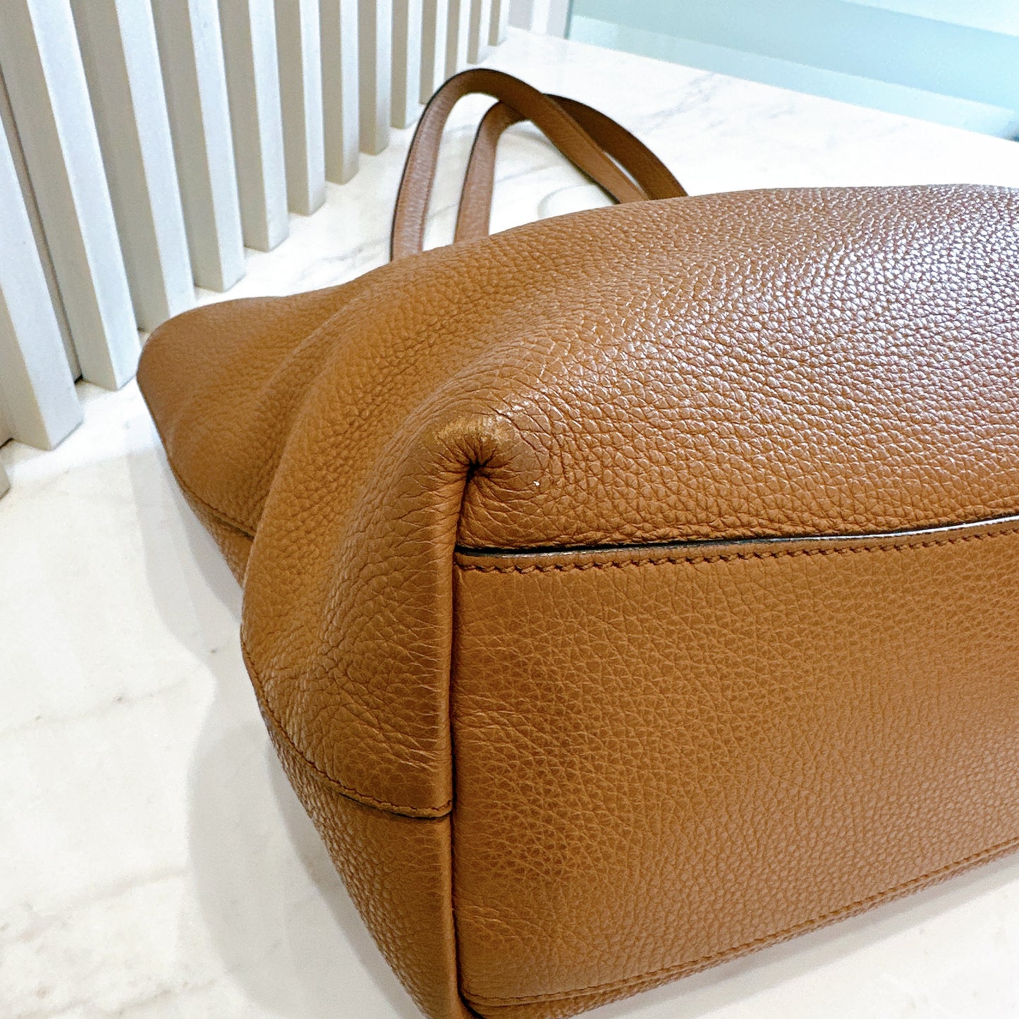 Prada Vitello Daino Tote in Brown Embossed leather