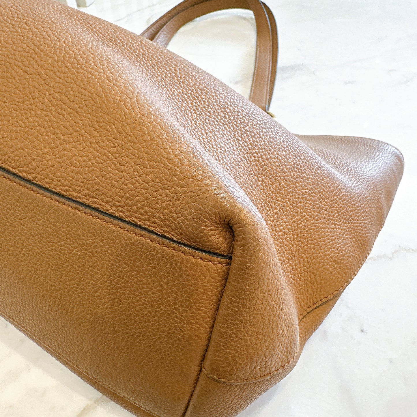 Prada Vitello Daino Tote in Brown Embossed leather