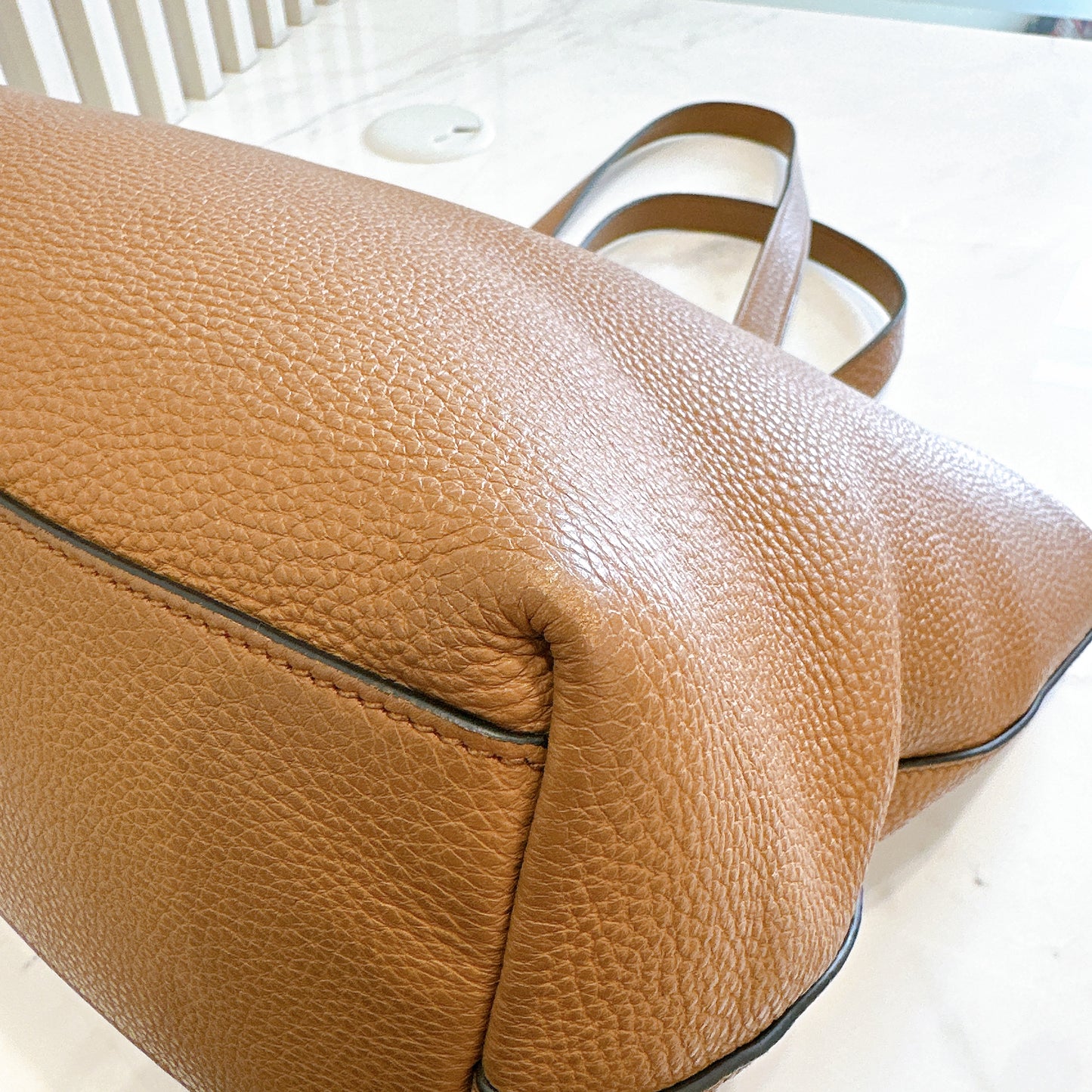 Prada Vitello Daino Tote in Brown Embossed leather