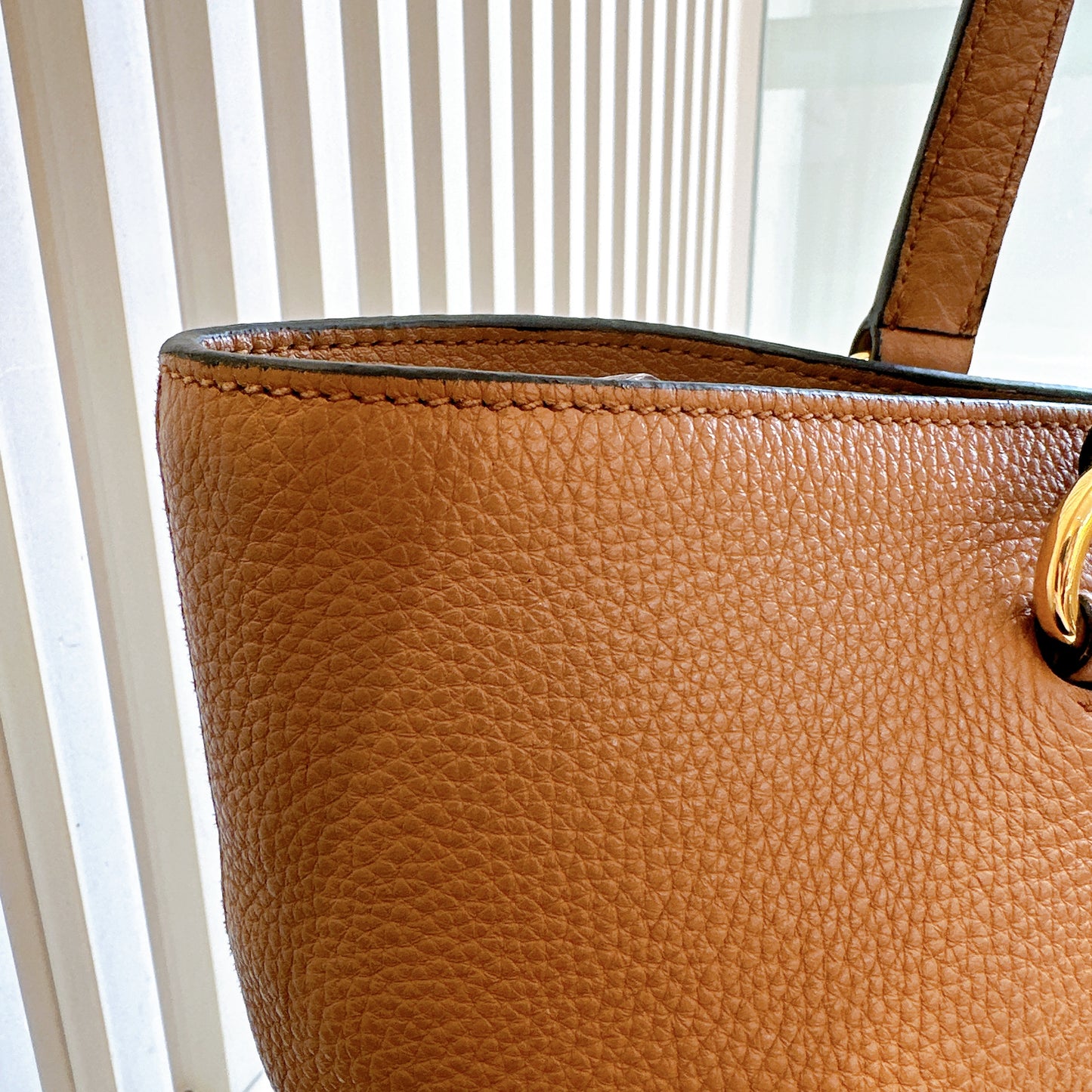 Prada Vitello Daino Tote in Brown Embossed leather