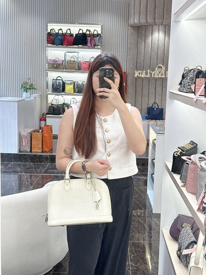 LV Epi Leather Alma PM in White