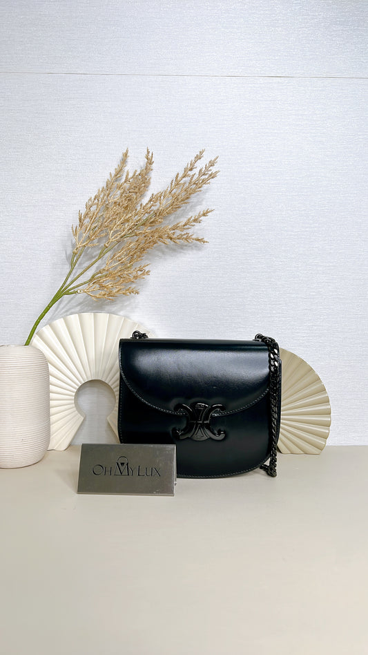 Celine Teen Becase Chain Bag in Black