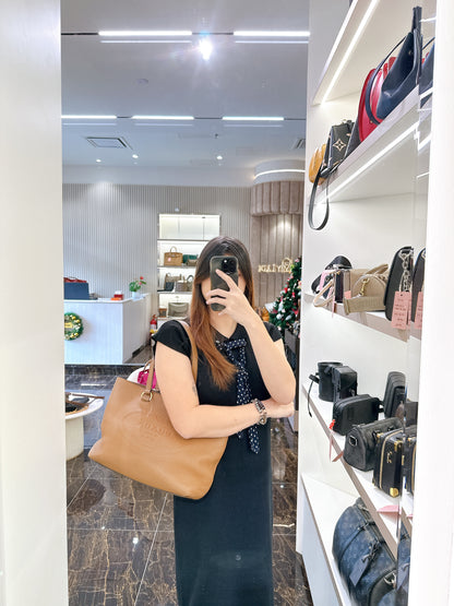 Prada Vitello Daino Tote in Brown Embossed leather