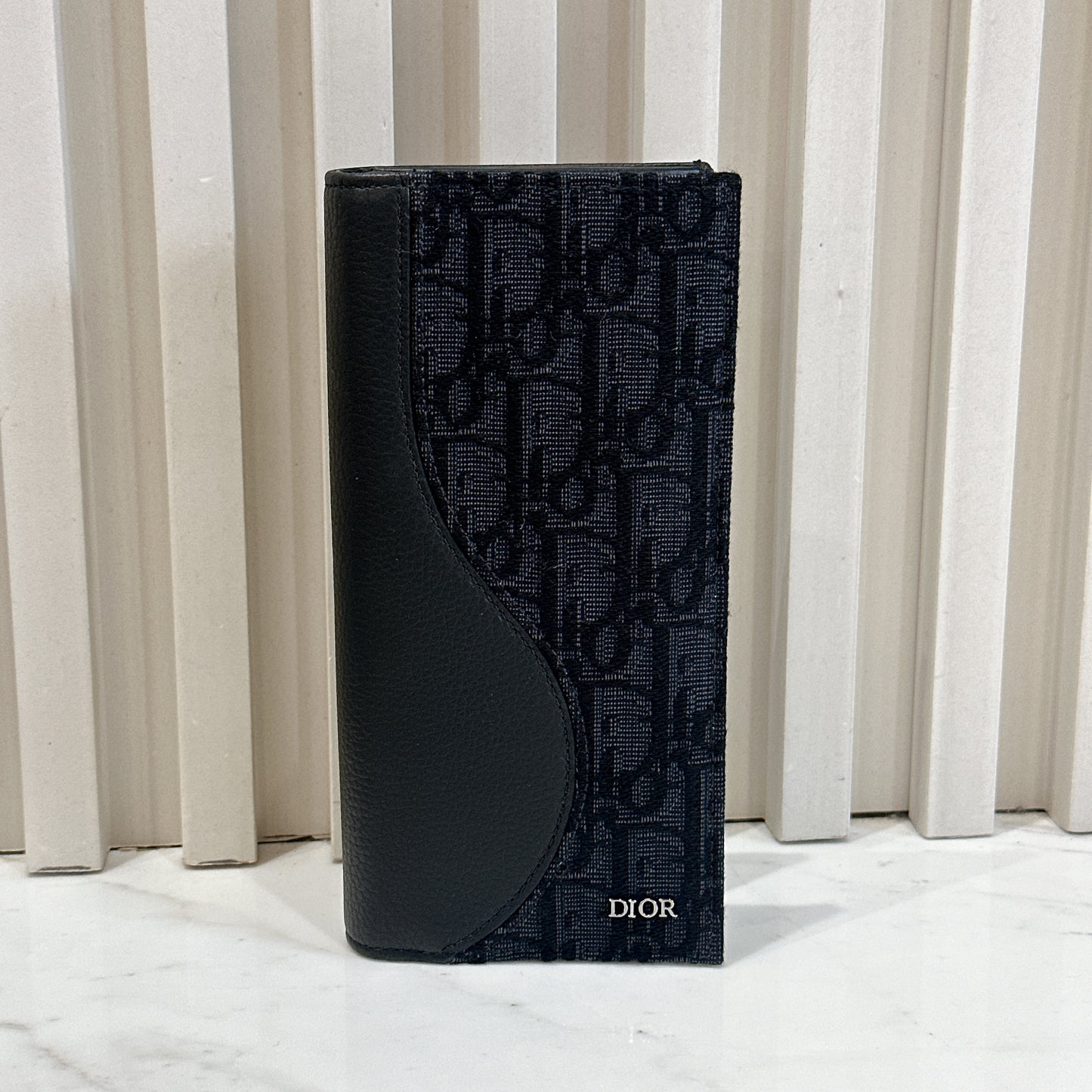 Dior Saddle Long Bi Fold Wallet Black