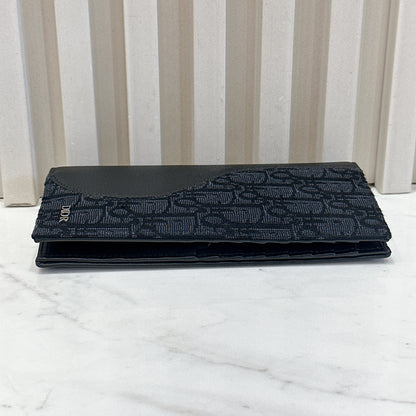 Dior Saddle Long Bi Fold Wallet Black