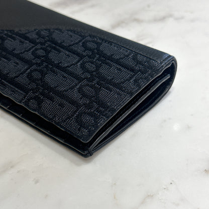 Dior Saddle Long Bi Fold Wallet Black