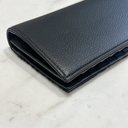 Dior Saddle Long Bi Fold Wallet Black