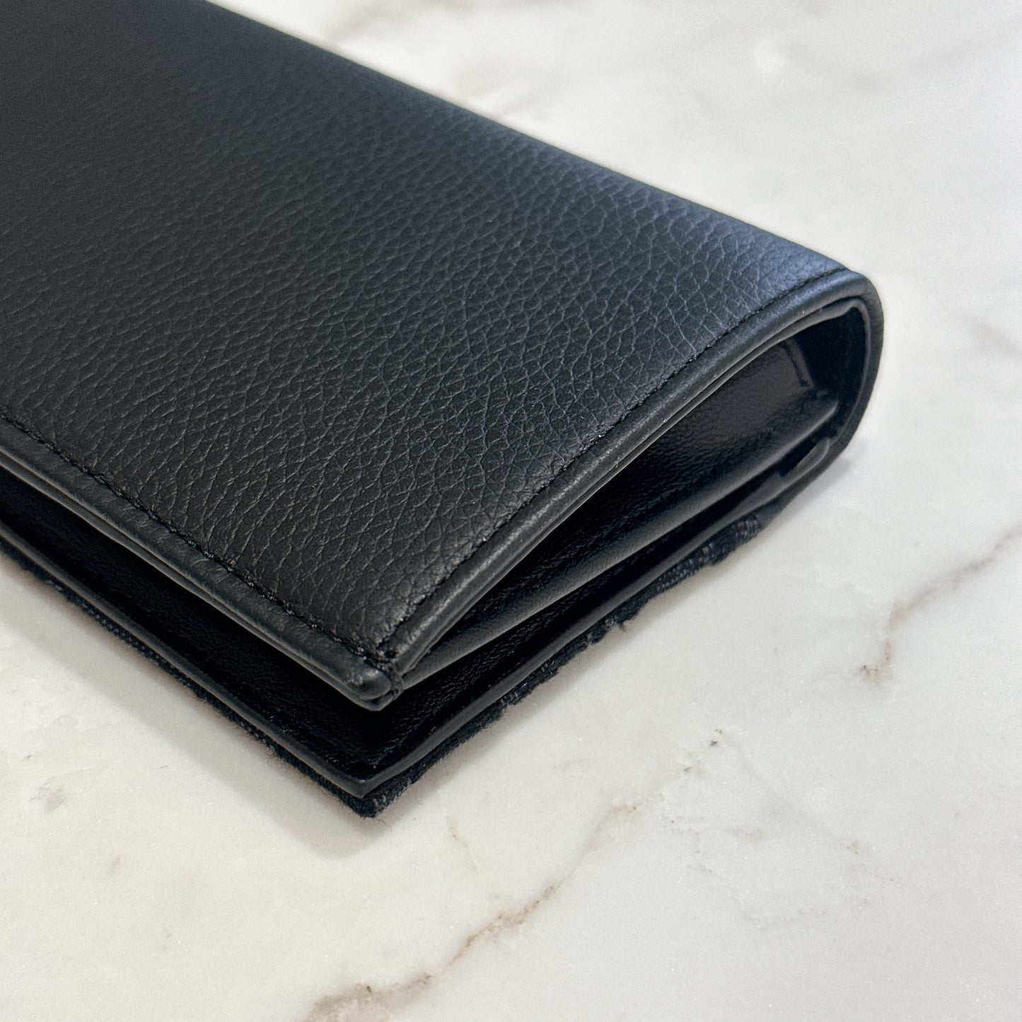 Dior Saddle Long Bi Fold Wallet Black