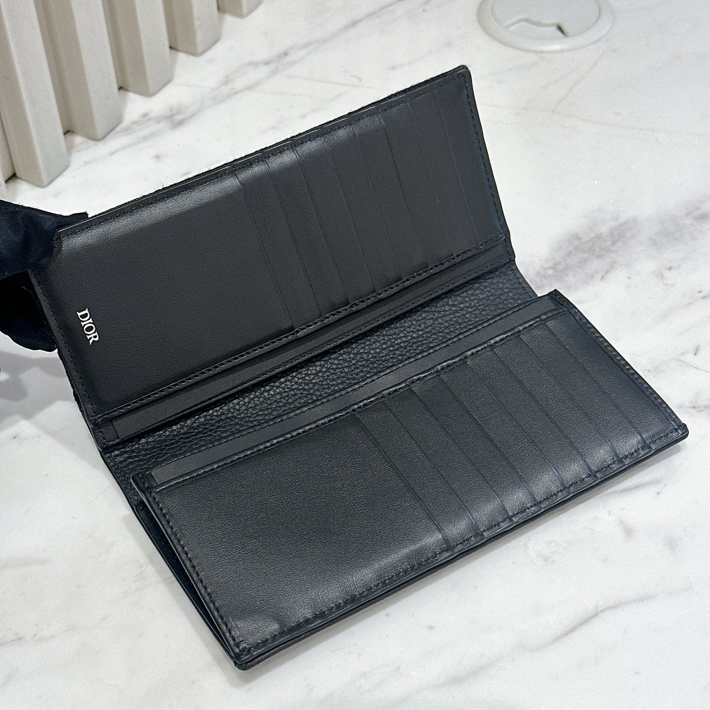 Dior Saddle Long Bi Fold Wallet Black