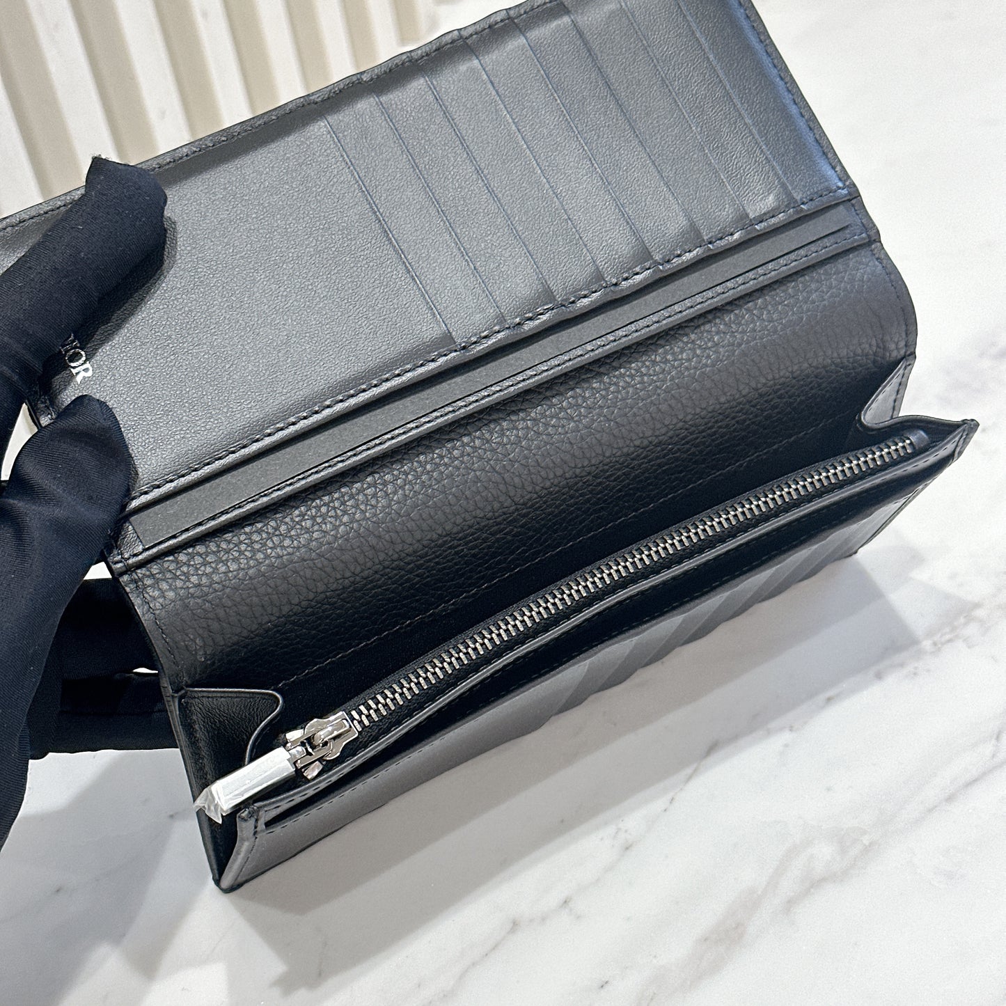 Dior Saddle Long Bi Fold Wallet Black
